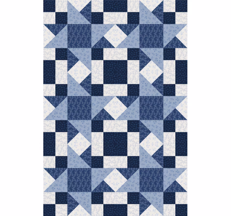 Patchwork blå stjerne trekant mere rullegardin - TenStickers