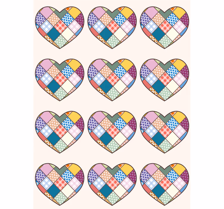 Patchwork farverige hjerte mønster rullgardin - TenStickers