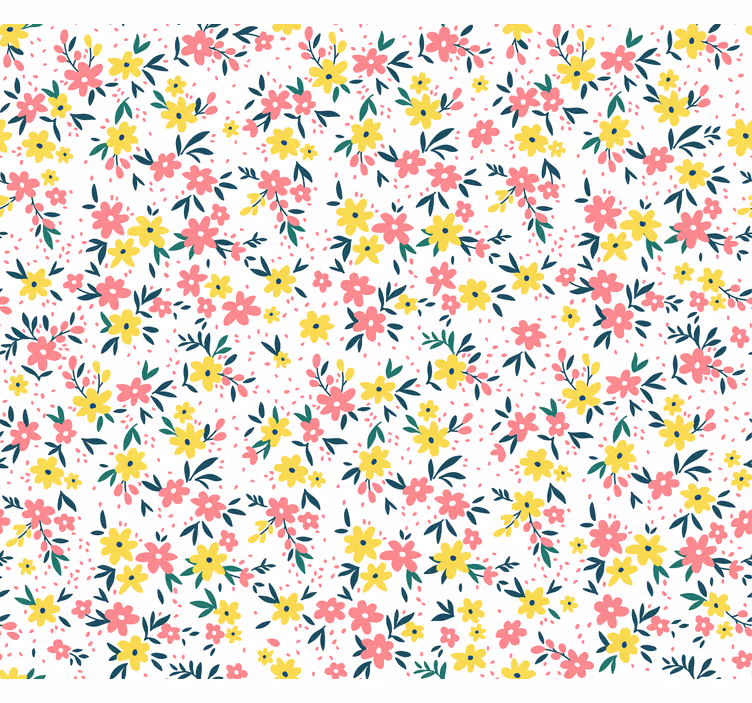 Blomsterprint 'ifuru' hvid blomstergardin - TenStickers