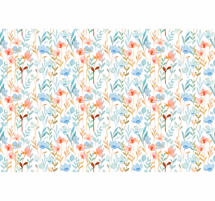 Delikat botanisk tema Blomster og planter på rullegardin - TenStickers