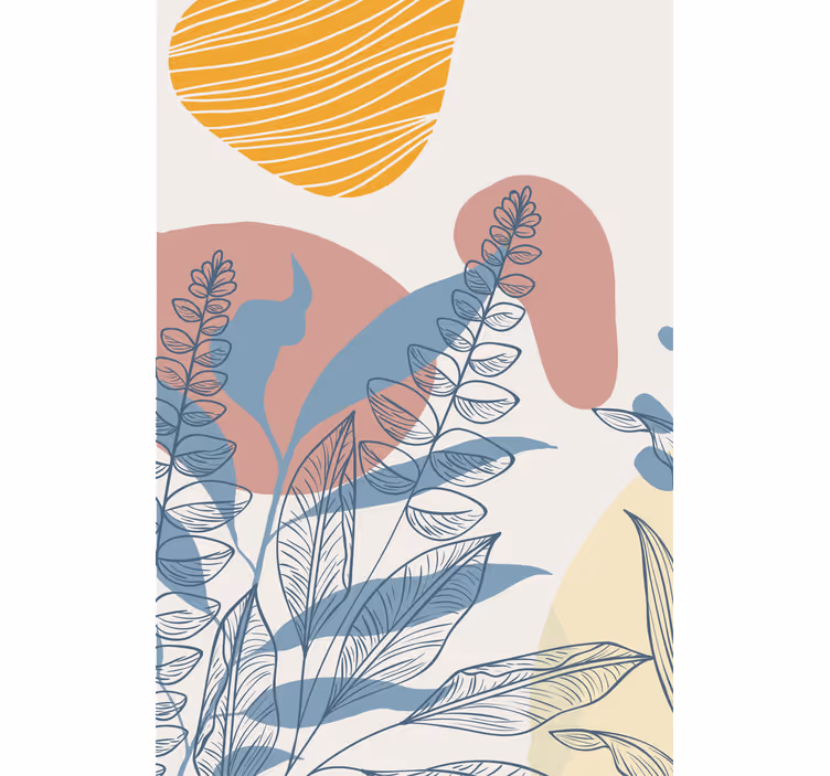 Abstrakte bladmønstre Blomster og planter på rullegardin - TenStickers