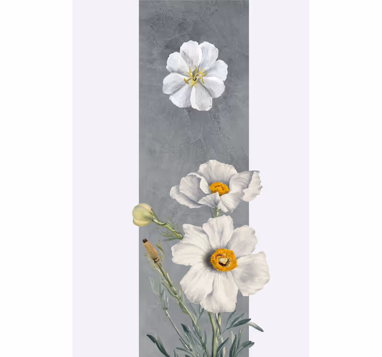 Smukke hvide blomster blomst rullgardin - TenStickers