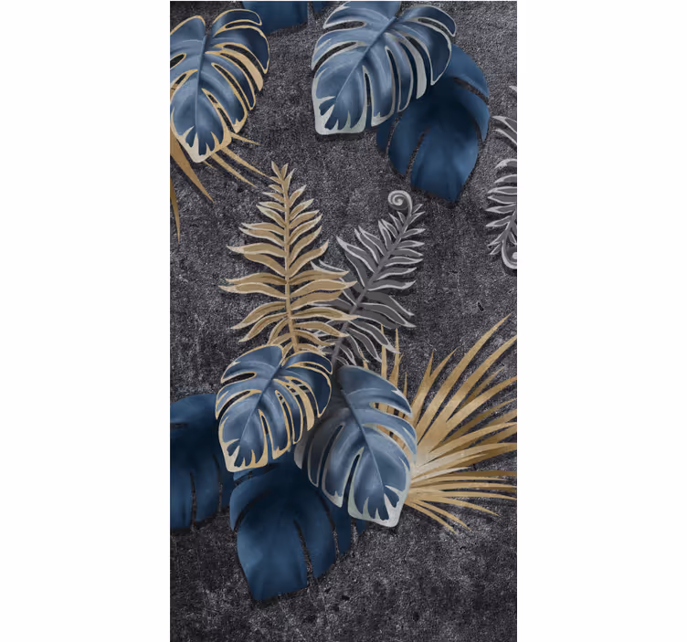 Tropisk løv arrangement Blomster og planter på rullegardin - TenStickers