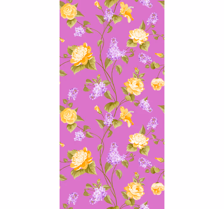 Abstrakte blomster i kosmopolitisk stil rullegardin med blomster - TenStickers