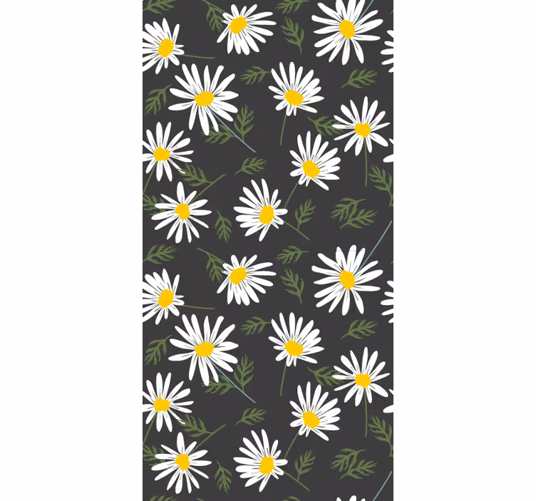Blomster og planter på rullegardin margueritmønster - TenStickers