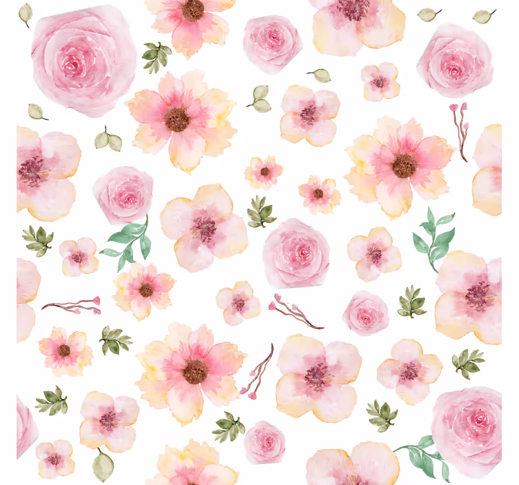Mønster med pinky blomster rullegardiner med blomster - TenStickers