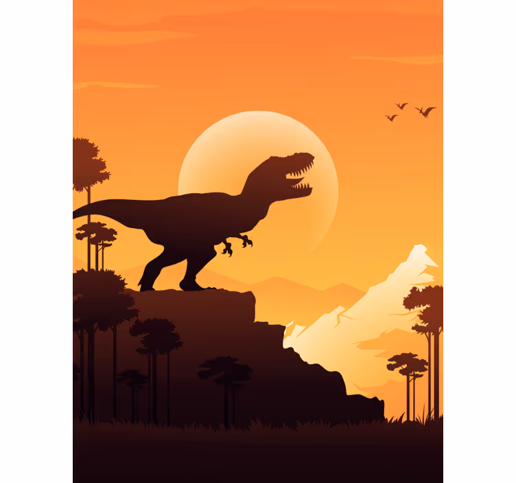 T-rex silhuet dinosaurus rullegardin - TenStickers