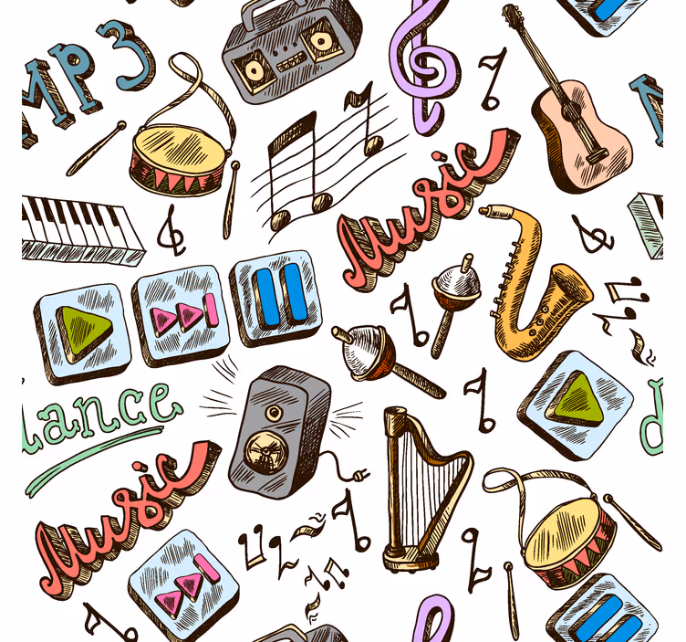 Musik mønster rullegardiner sjove - TenStickers