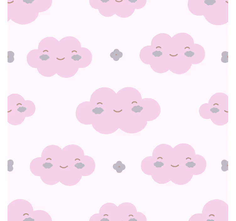 Pink børnemønster rullegardin med skyer - TenStickers