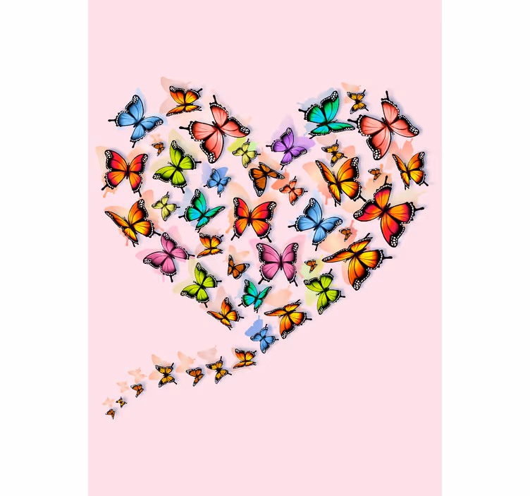 Hjerte design rullegardin med sommerfugl - TenStickers