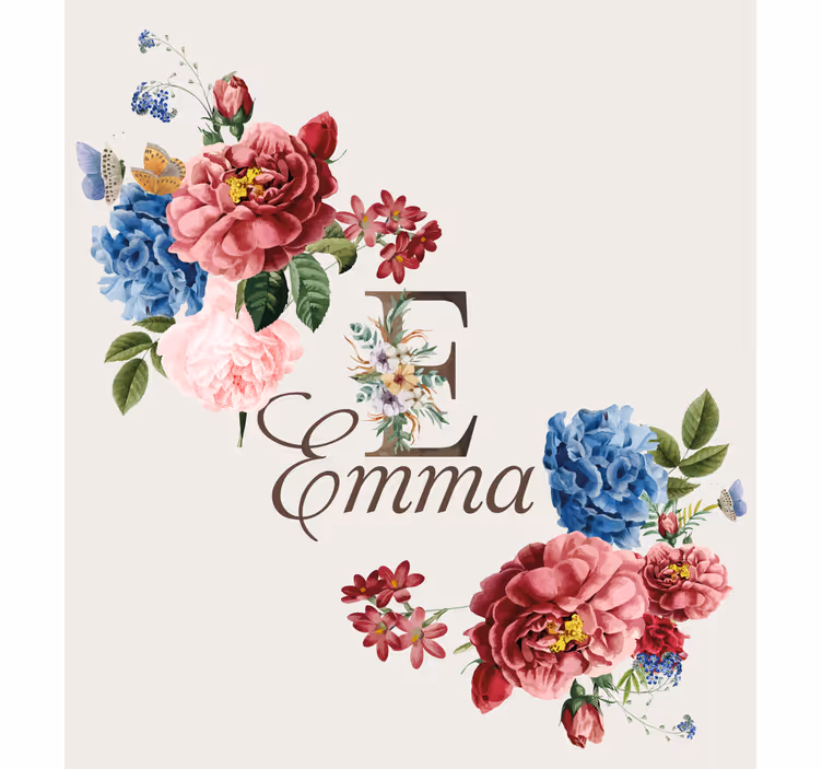 Blomstret initial navne rullegardiner - TenStickers