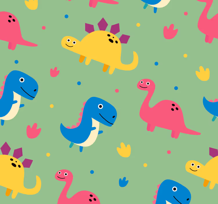 Farverig stil dinosaurus rullegardin - TenStickers