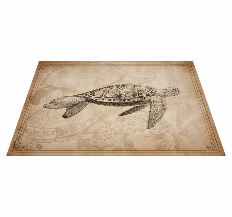 Sepia håndtegnet skildpadde dyr dækkeservietter - TenStickers