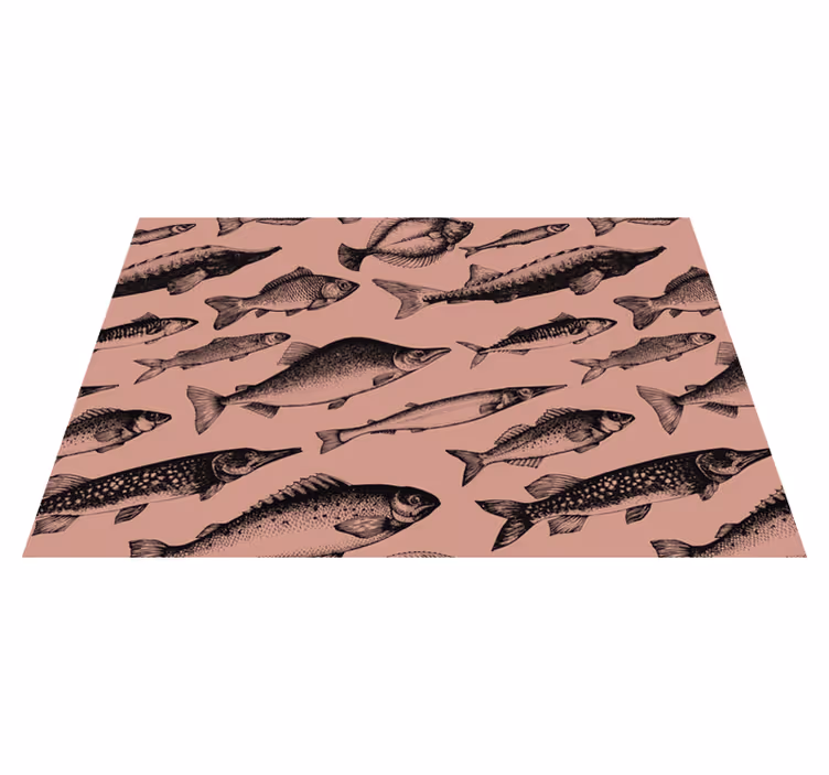 Håndtegnet fisk vinyl dækkeservietter - TenStickers