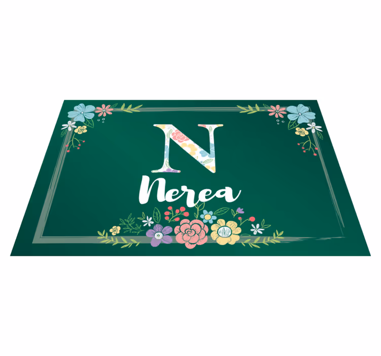 Navn dækkeserviet med blomsterinitialer - TenStickers