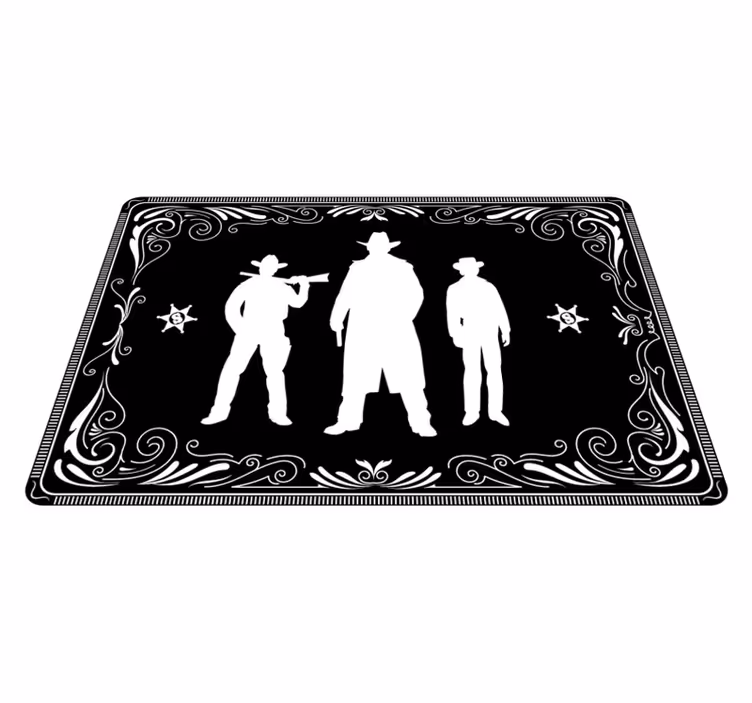 Cowboy og heste mønster sorte dækkeservietter - TenStickers