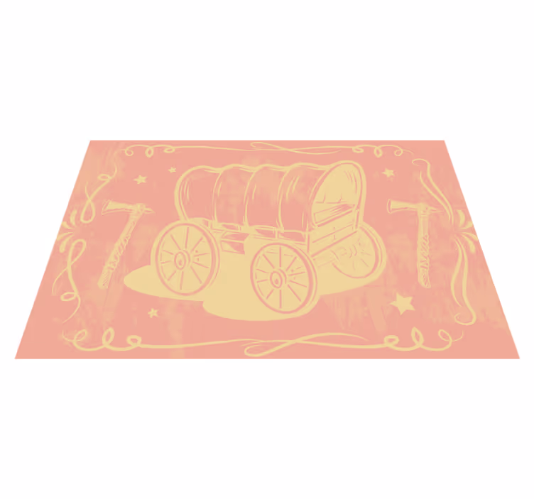 Original dækkeserviet vintage vogn illustration - TenStickers