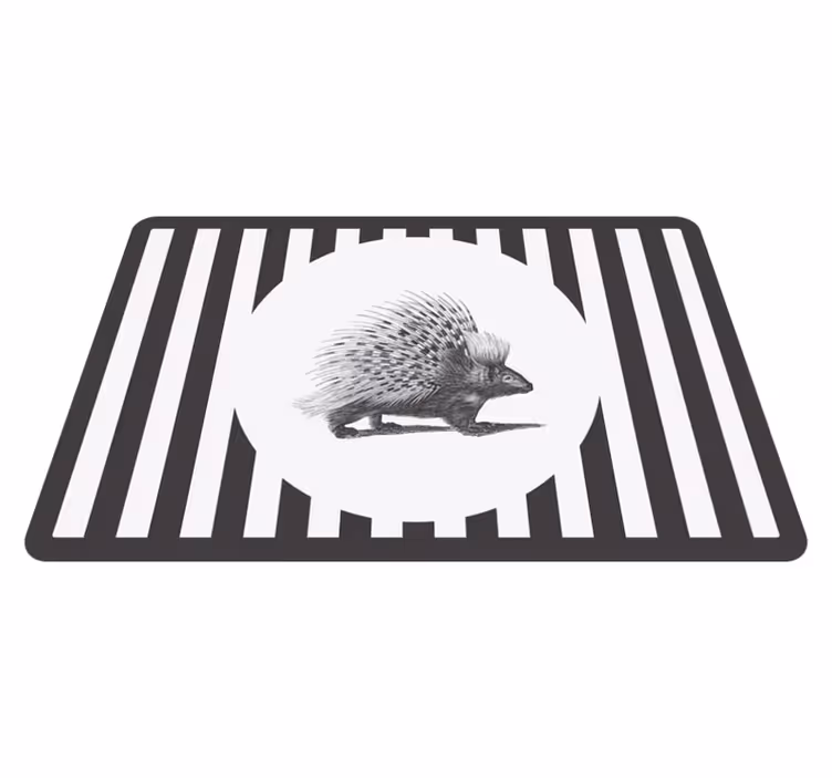 Porcupine art sort og hvid trendy dækkeservietter - TenStickers