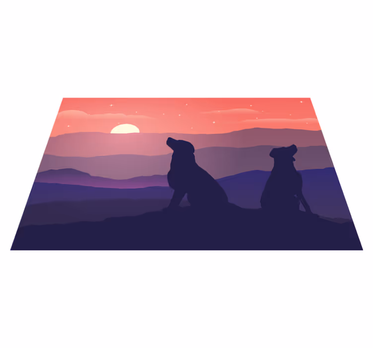 Solnedgang og hunde vinyl dækkeservietter - TenStickers