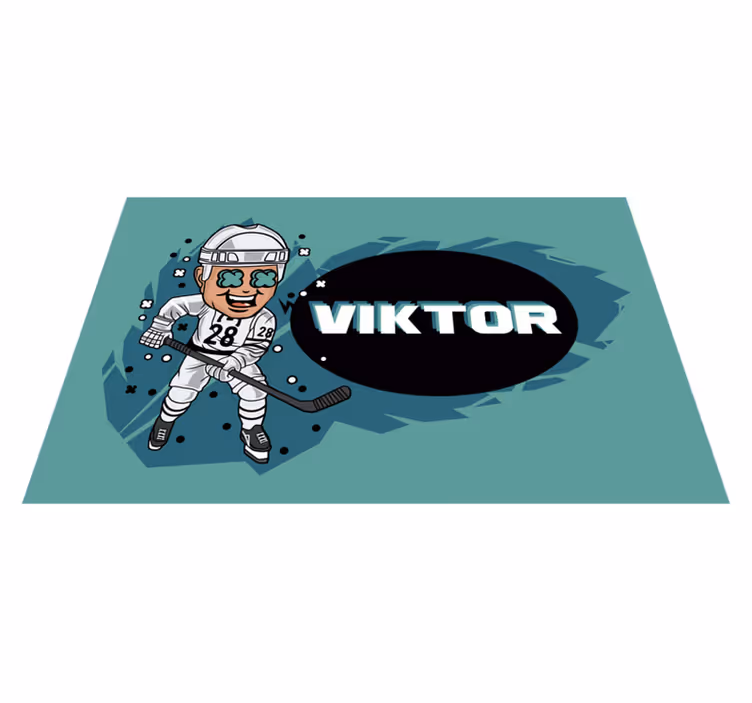 Dækkeserviet børn tegneserie hockeyspiller - TenStickers