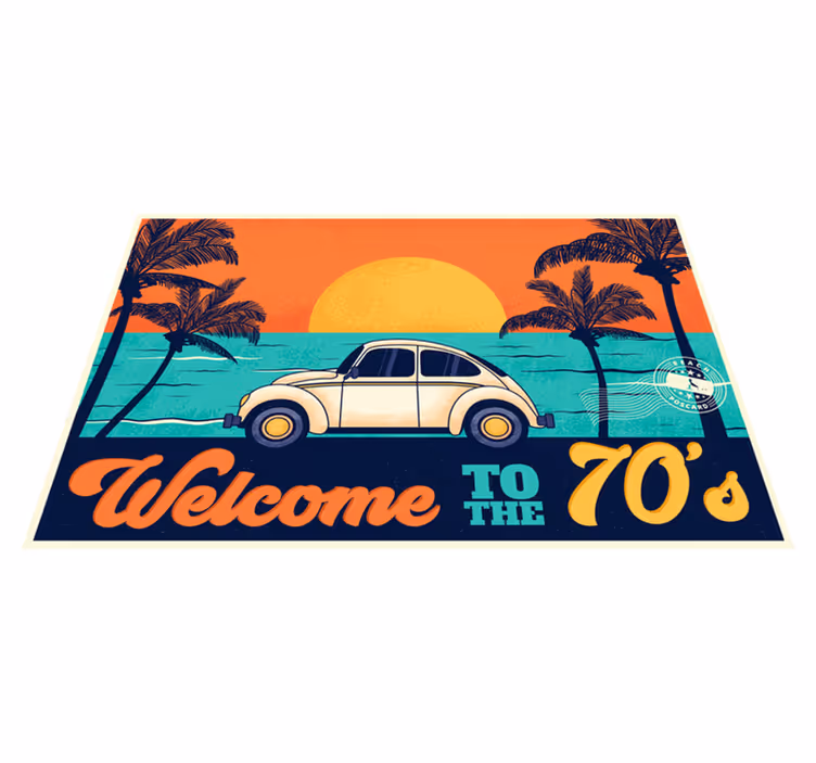 Elegant dækkeserviet retro 70'er strandscene - TenStickers