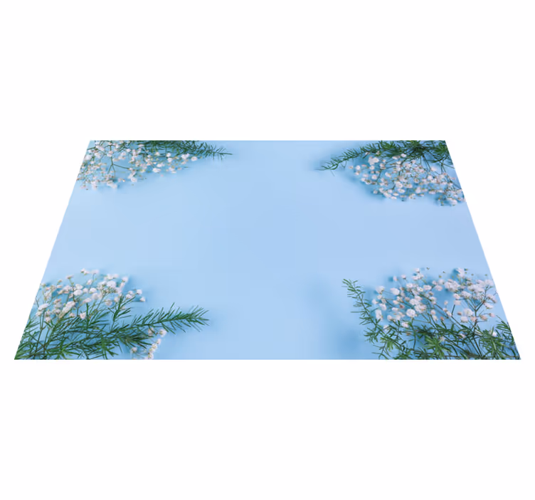 Blå baggrund med blomster originale dækkeservietter - TenStickers