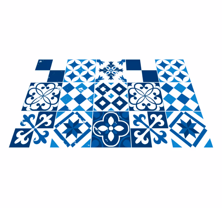 Blomst hvide og blå moderne dækkeservietter - TenStickers