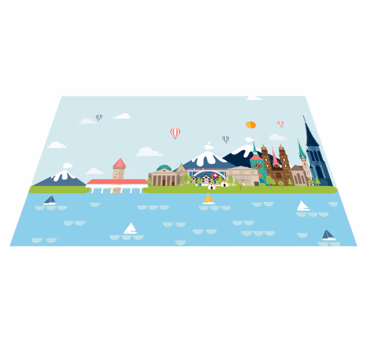 Original dækkeserviet farverig byscene - TenStickers