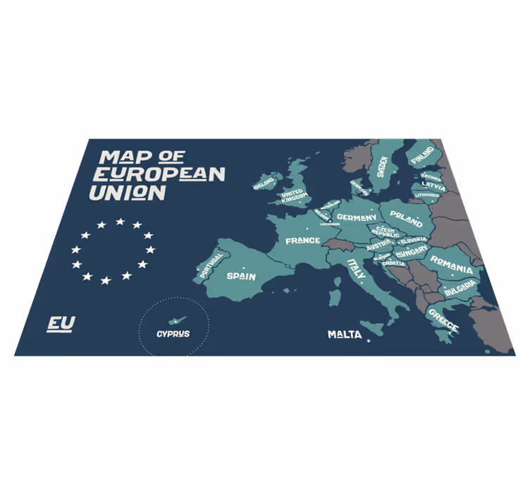 Tekst dækkeserviet kort over eu - TenStickers