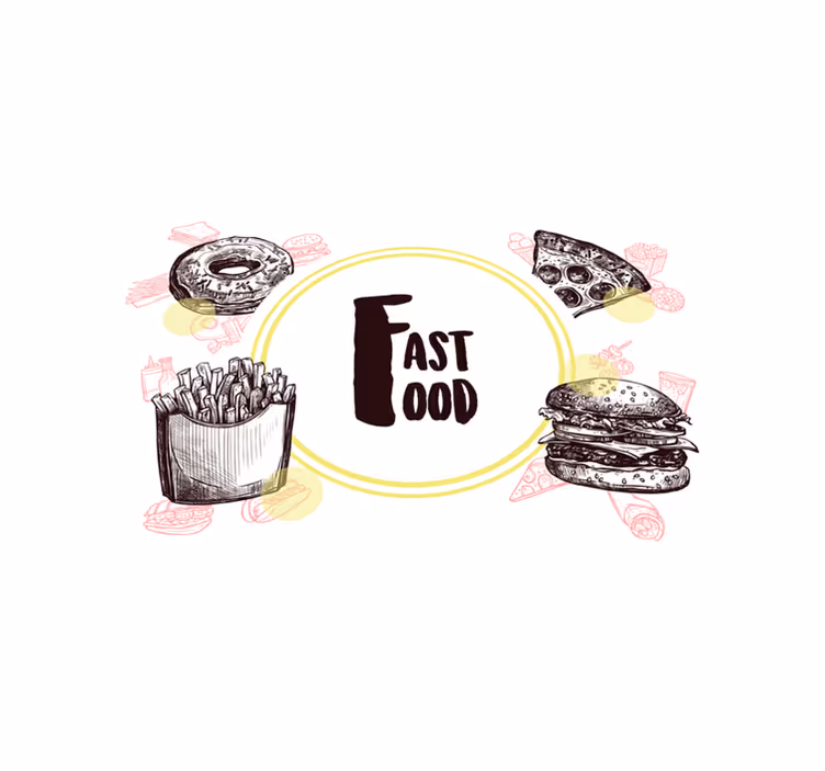 Original dækkeserviet fast food illustrationer - TenStickers