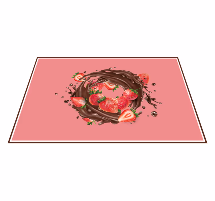 Jordbær med chokolade runde vinylplader - TenStickers