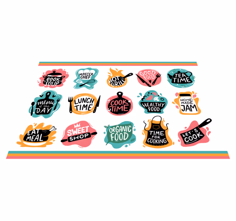 Madlavning mad køkken badge logoer hjem dækkeservietter - TenStickers