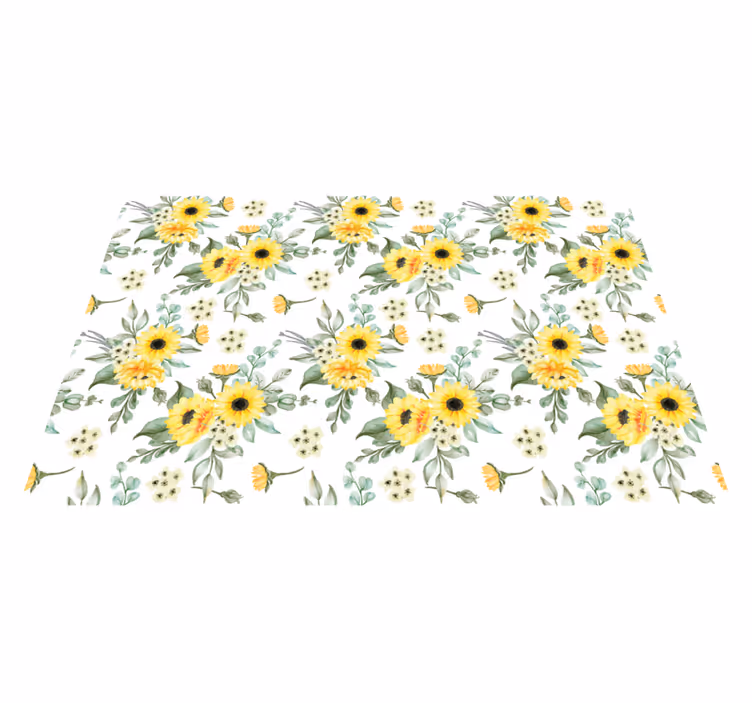 Gul blid blomstermønster moderne dækkeservietter - TenStickers