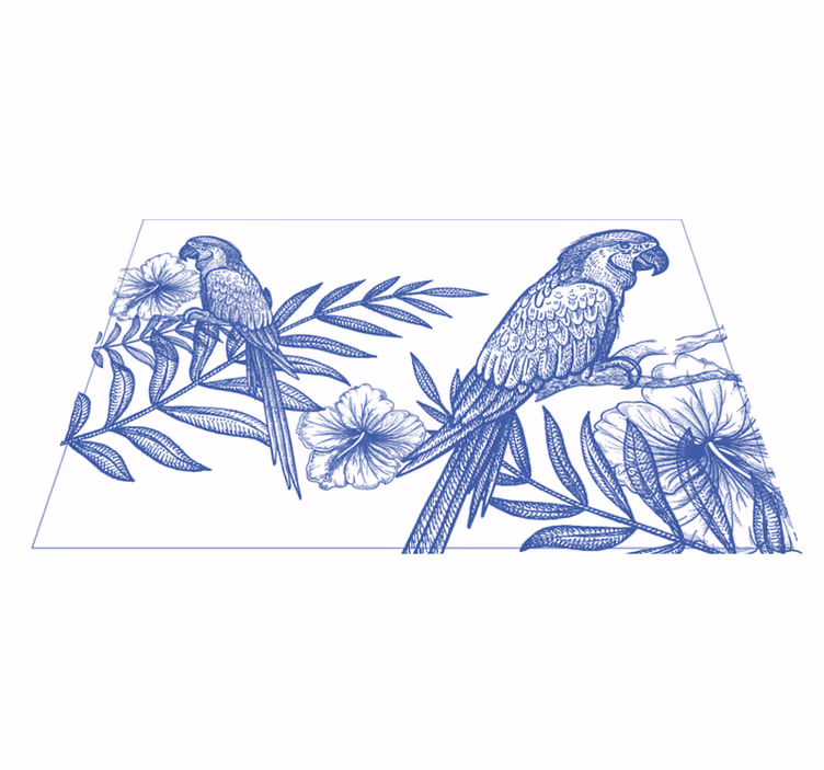 Blå fugle på planter elegante dækkeservietter - TenStickers