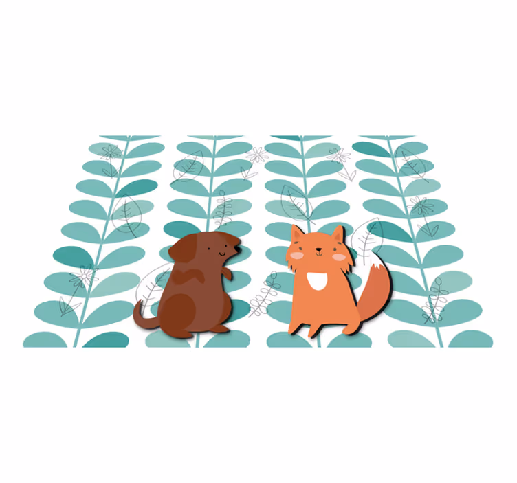 Ræv og hund bedste venner børn dækkeservietter - TenStickers