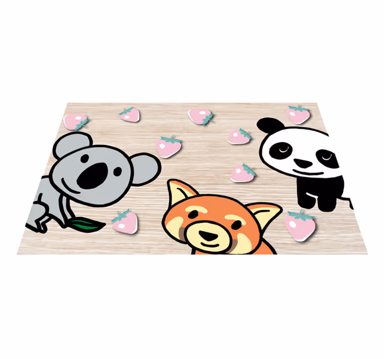 Glade panda venner hjerter børn dækkeservietter - TenStickers