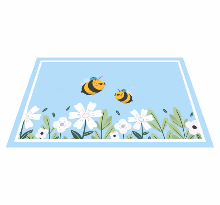 Hvid blomst med bi originale dækkeservietter - TenStickers
