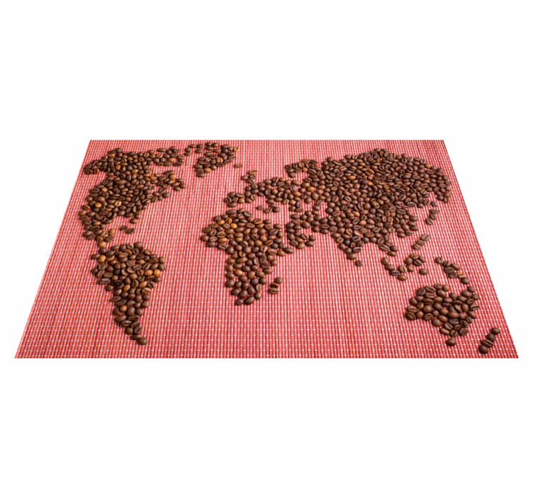 Original dækkeserviet verdenskort kaffe bønner - TenStickers