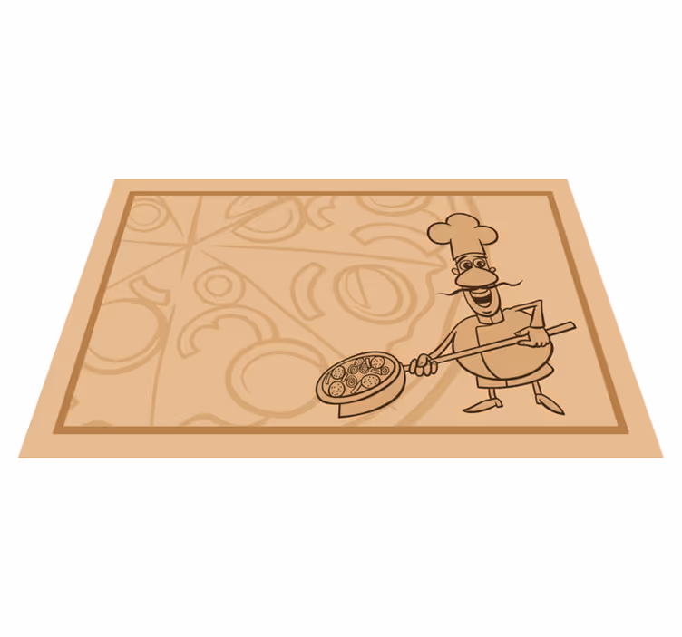 Dækkeserviet børn chef holder pizza - TenStickers