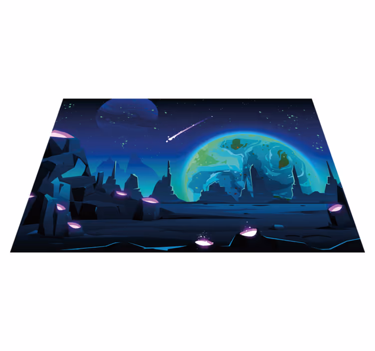 Moderne dækkeserviet kosmisk landskabsscene - TenStickers