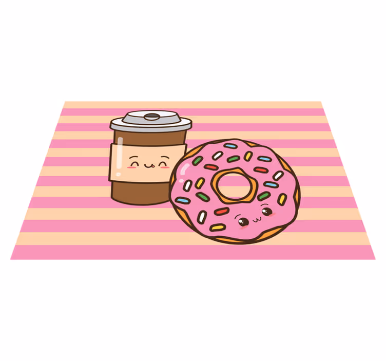 Pink donut og kaffe originale dækkeservietter - TenStickers