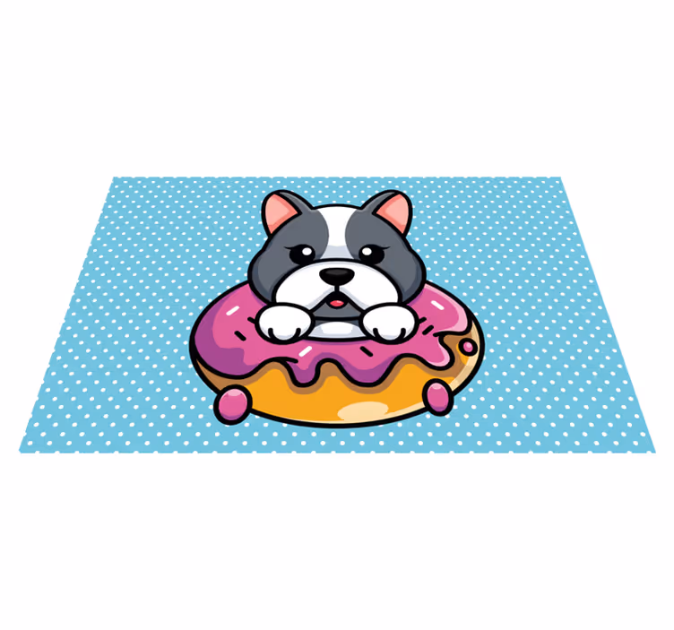 Sød hund inde i en doughnut originale dækkeservietter - TenStickers