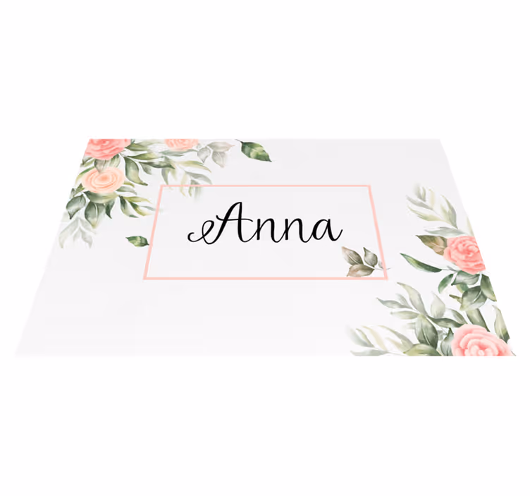 Navn dækkeserviet med blomsterdesign - TenStickers