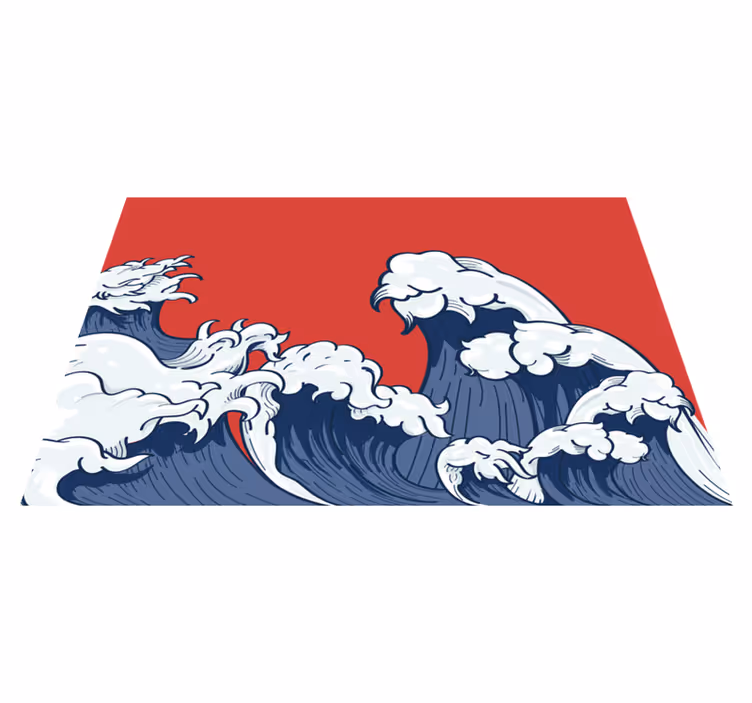 Japan bølge illustration rektangulære dækkeservietter - TenStickers