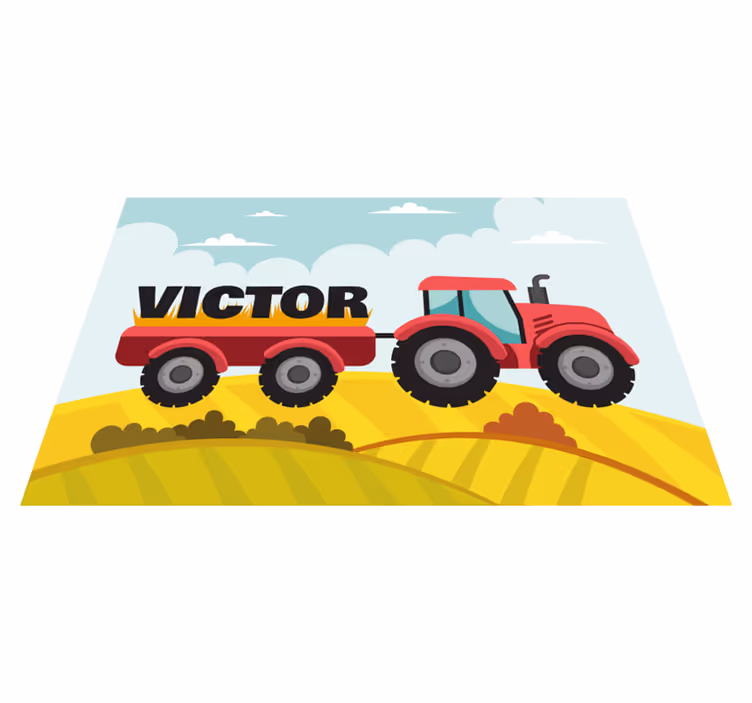 Farverig traktor og navne personlig dækkeservietter - TenStickers