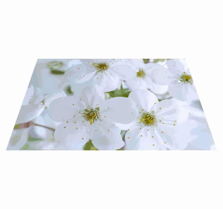 Maleri af hvide blomster dækkeserviet - TenStickers