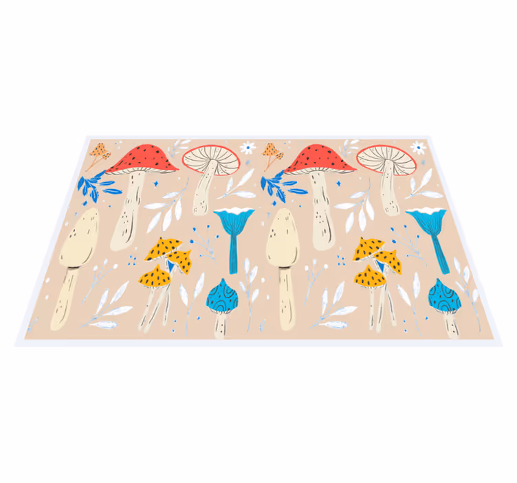Klassiske svampe beige baggrund dækkeservietter - TenStickers