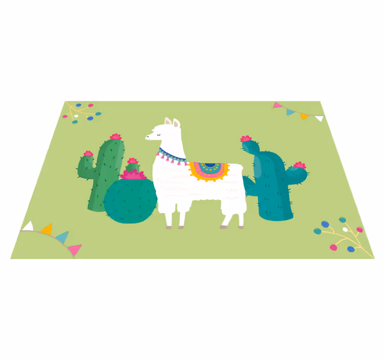 Lama med kaktusser dækkeserviet børn - TenStickers