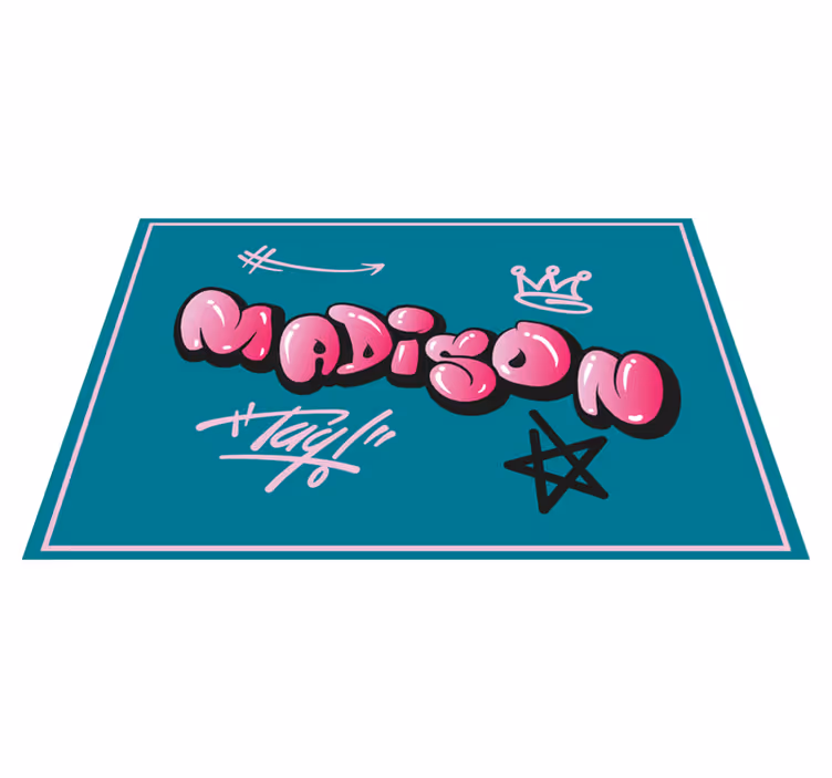Lyserøde seje graffiti dækkeservietter med bogstaver - TenStickers