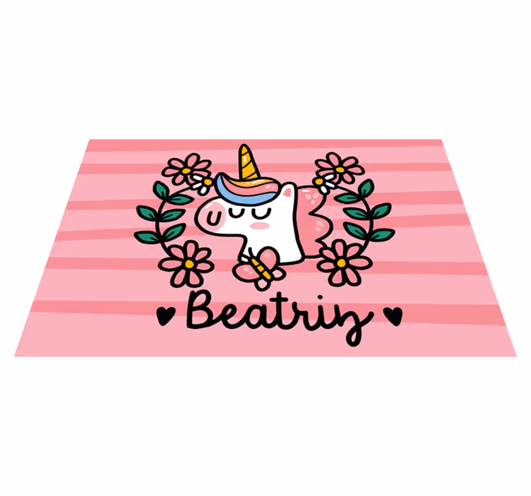 Dækkeserviet børn med eventyrlig enhjørning og blomster - TenStickers